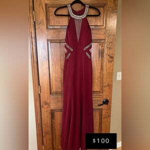Elegant Burgundy Evening Gown